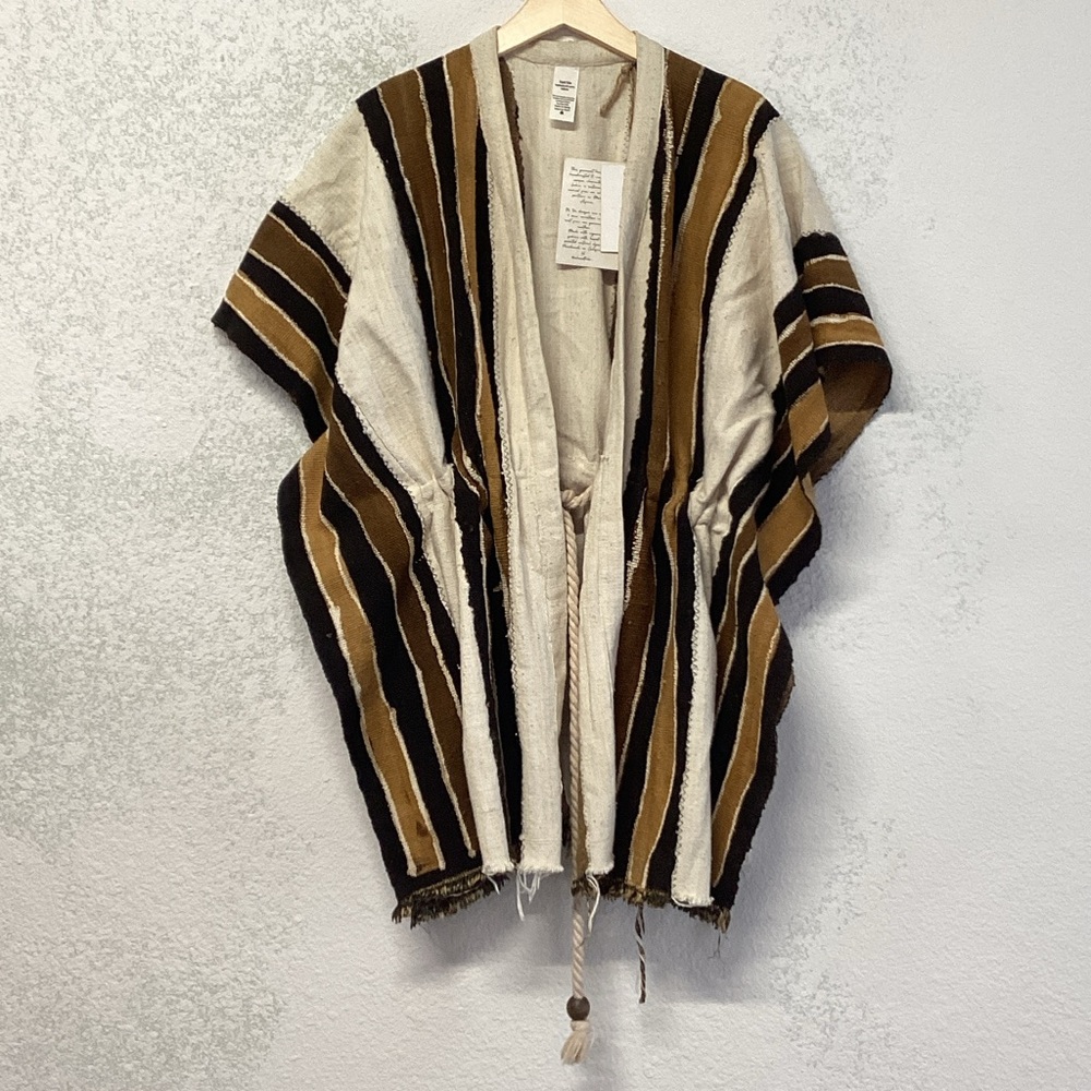ISLAND TRIBE *Sahara Kaftan O/S Striped Tan, Black, Cream Tie Waist